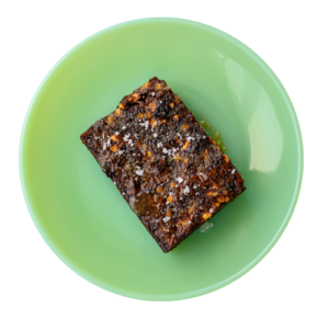 Fudgy Brownie with Pandan Caramel